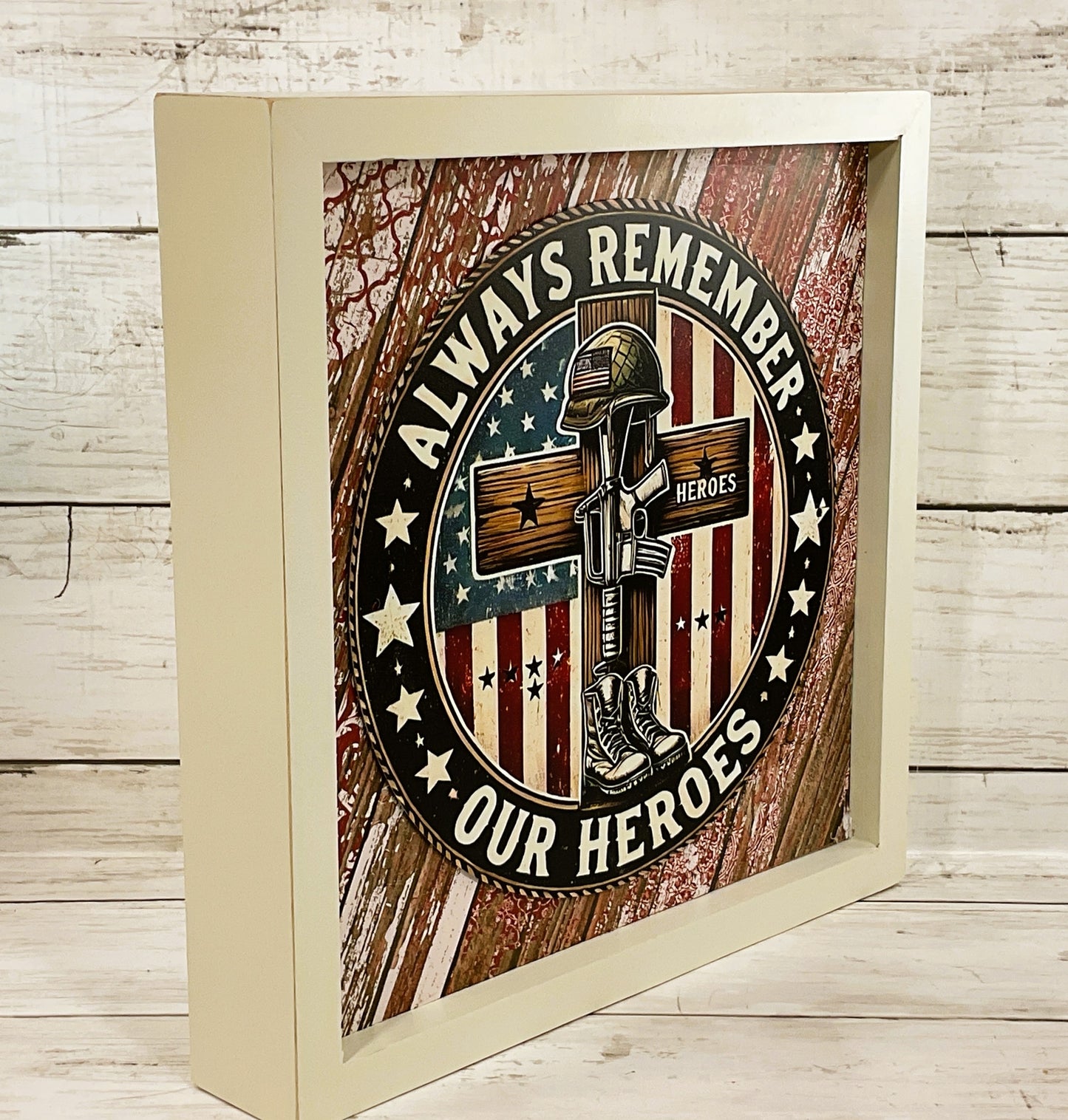 AGD Patriotic Decor - Memorial Veteran Day Hero Box Sign