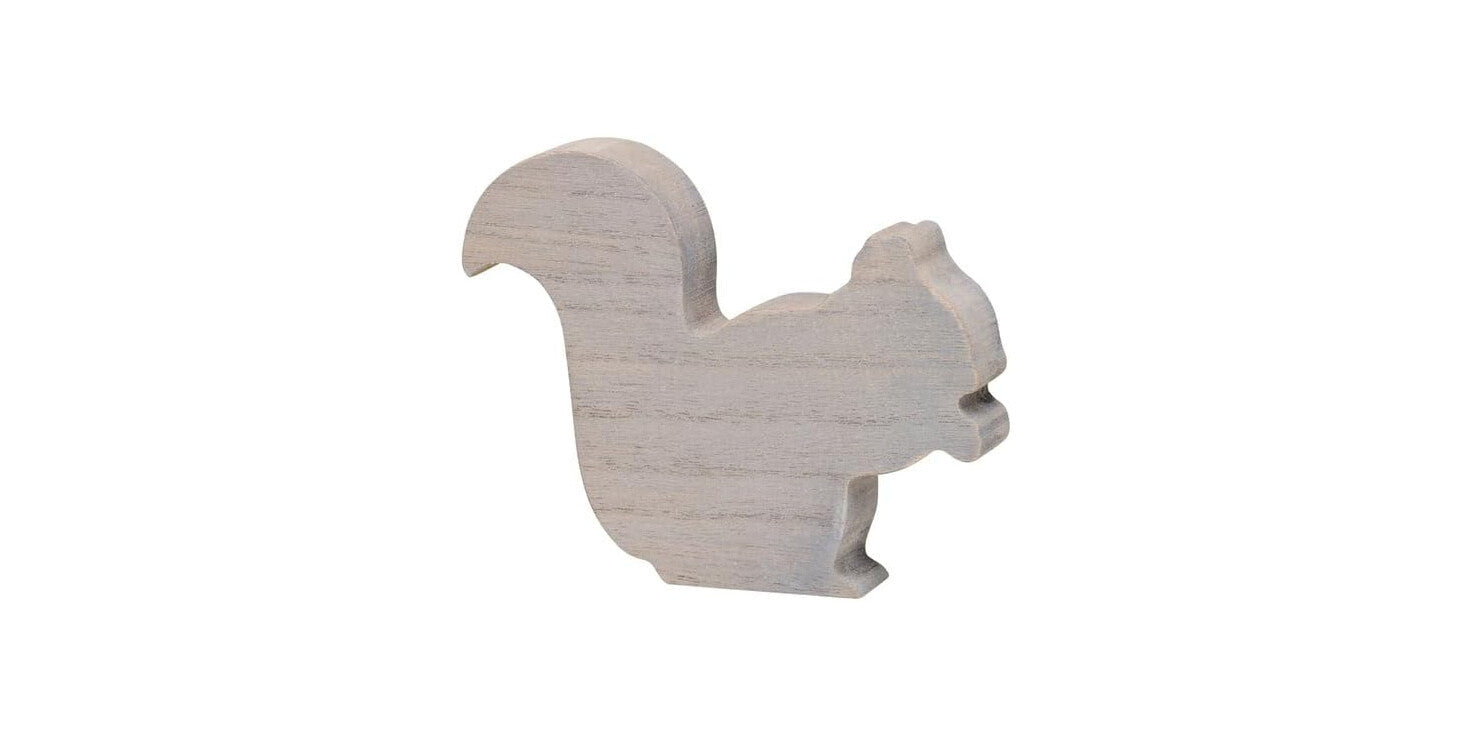 Fall Decor - Weather Gray Chunky Wood Harvest Squirrel 4.75-inch