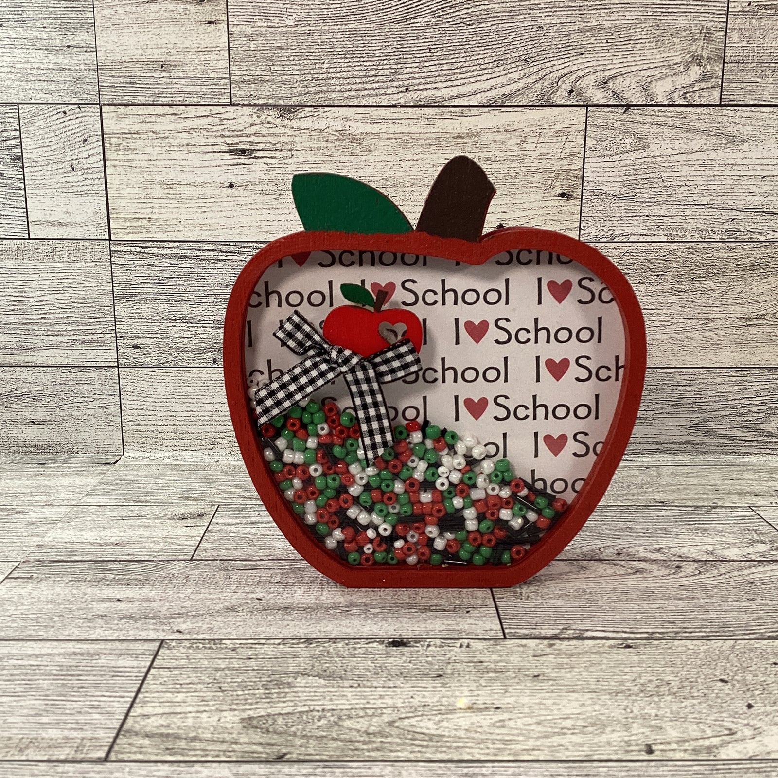 AGD Fall Decor - Teacher I Love School Chunky Wood Shaker Sitter