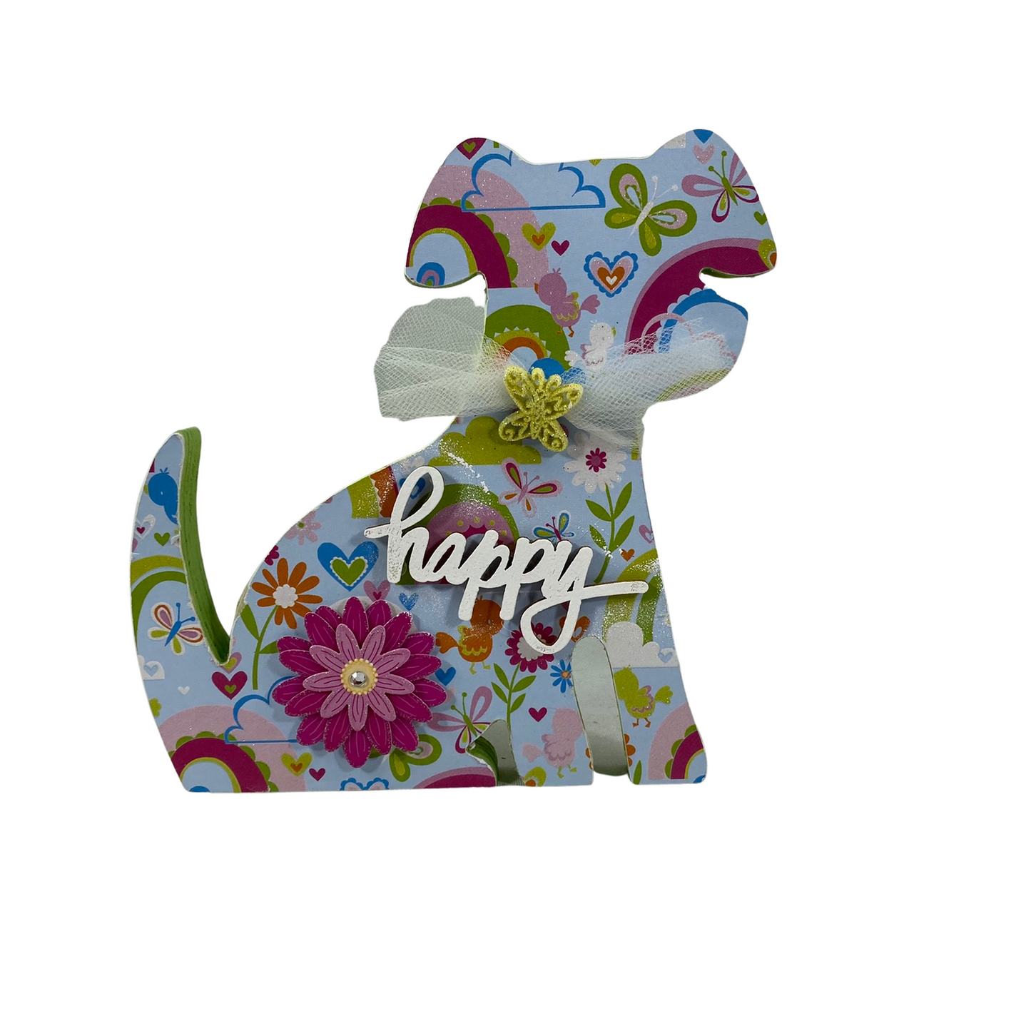 AGD Easter Decor - Spring Pastel Cat Dog Chunky Tabletop Sitter 2pc Set