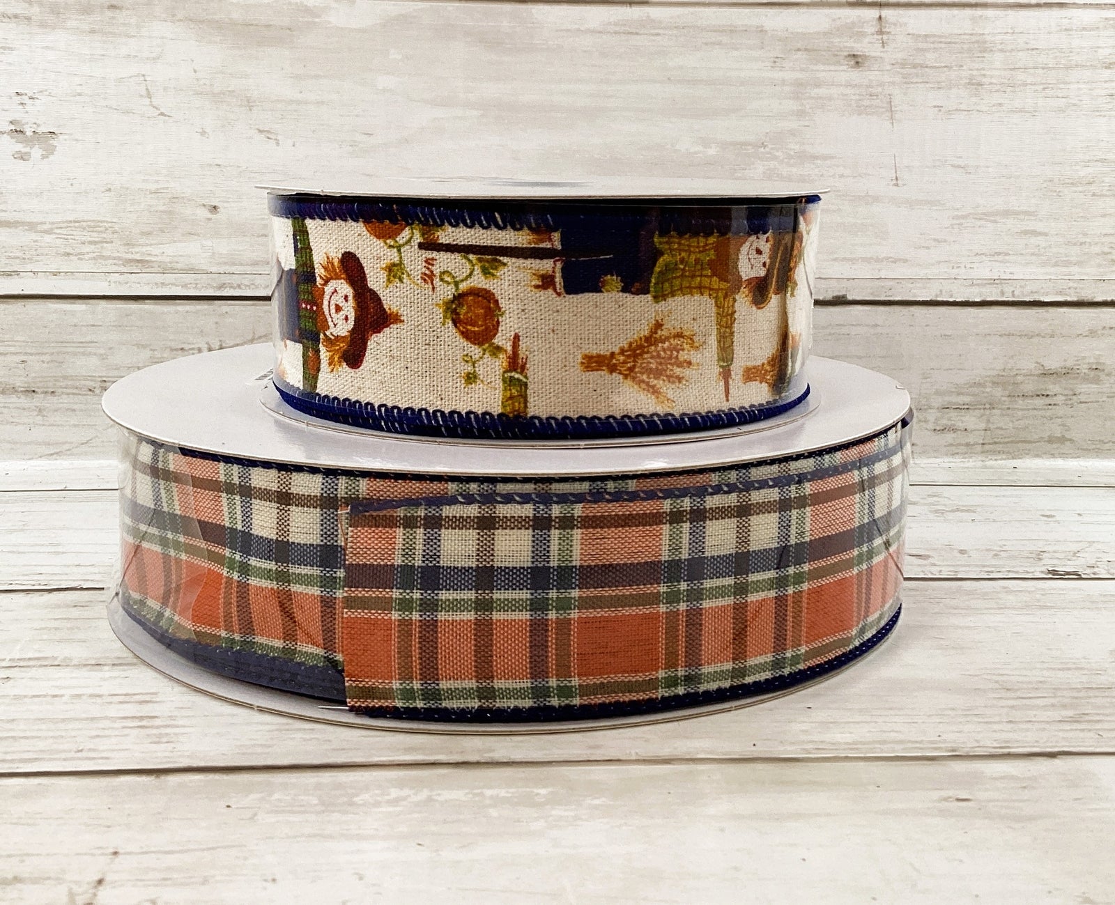 Fall Craft Supply Scare Crow Theme Natural Linen Ribbon 1.5-inch 20yds 2pc Set