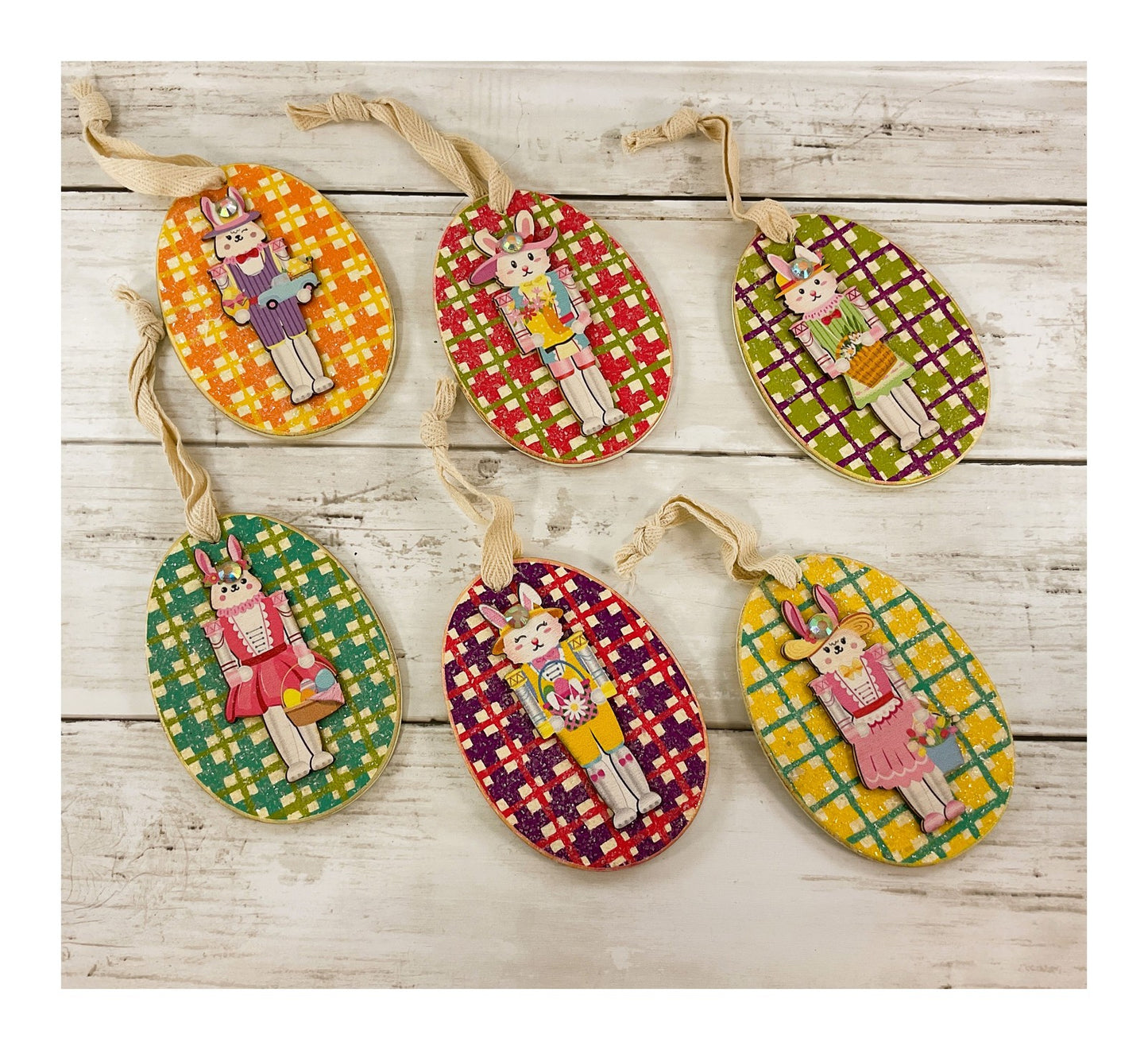 AGD Easter Decor - Spring Bunny Nutcrackers Ornaments 6pc Set