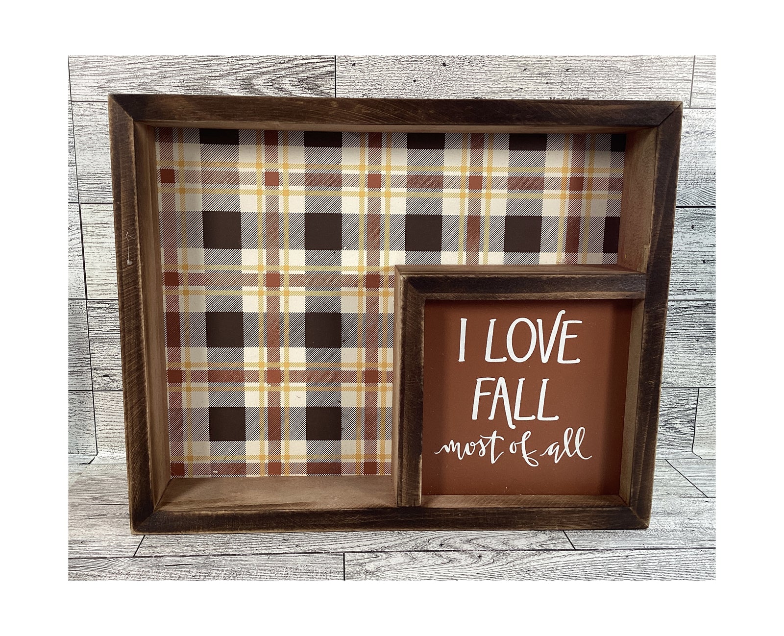 AGD  Fall Decor - 3D Trees Love Fall Most Of All Inset Shadow Box Sign