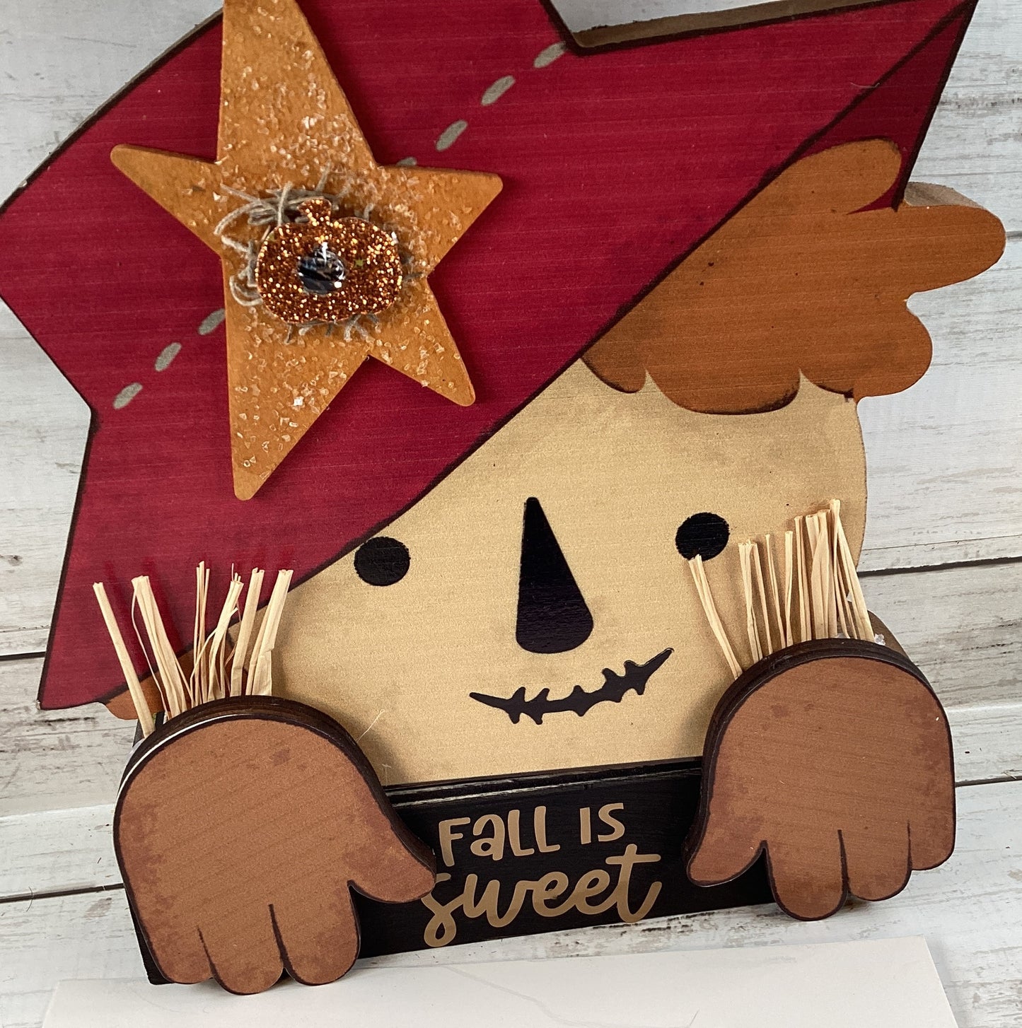 AGD Fall Decor - Peeking Sweet Scarecrow Trick Treat Witch Chunky Display