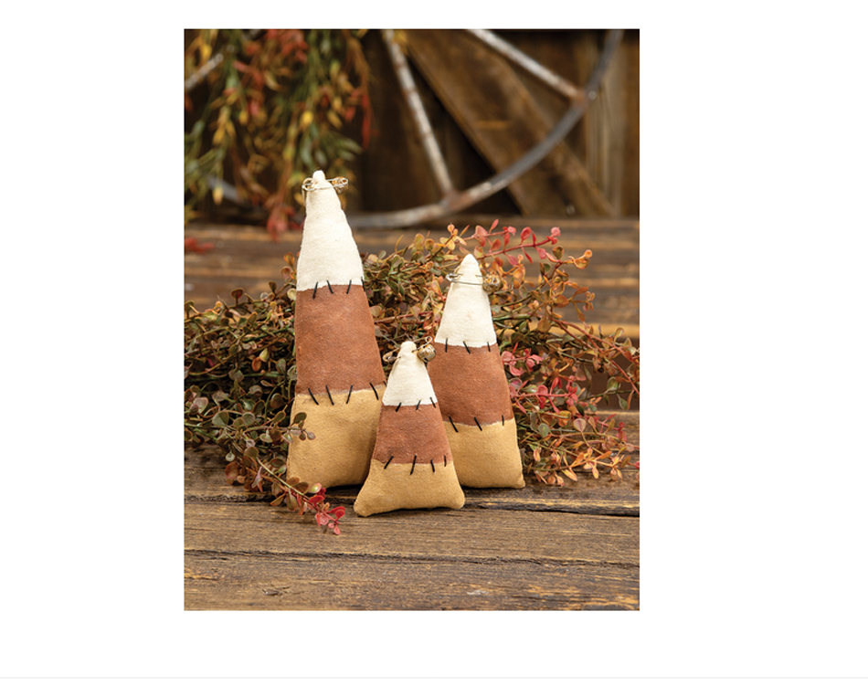 CWI Halloween Decor - Prim Stuffed Candy Corn Bowl Filler Ornaments 3pc