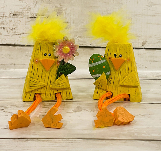 HL Spring Decor - Resin Easter Chick Sitters 2pc Set