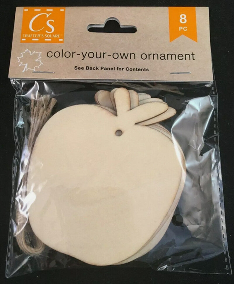 DT Fall Craft Supplies - DIY Unfinished Wood Apple Ornaments 16pc