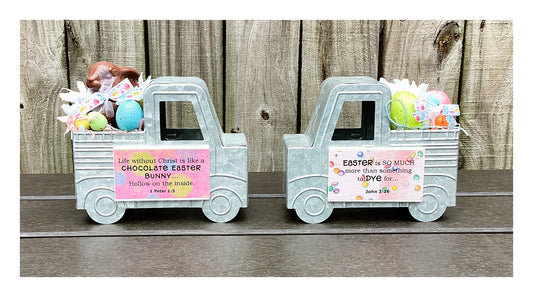 AGD Easter Decor - Jesus Bunny Floral Vintage Truck Display 2pc