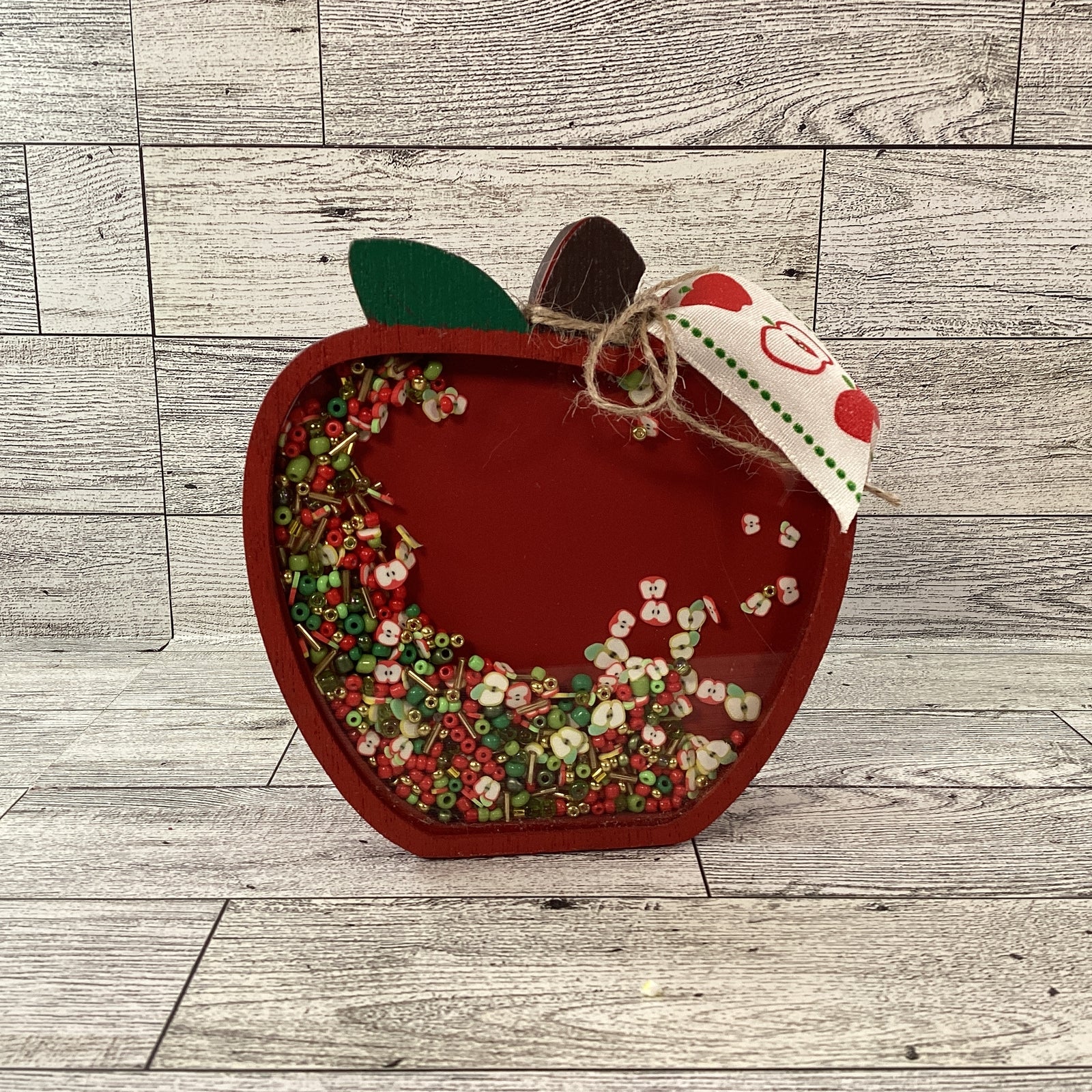 AGD Fall Decor - Teacher Harvest Apple Fall Chunky Wood Shaker Sitter