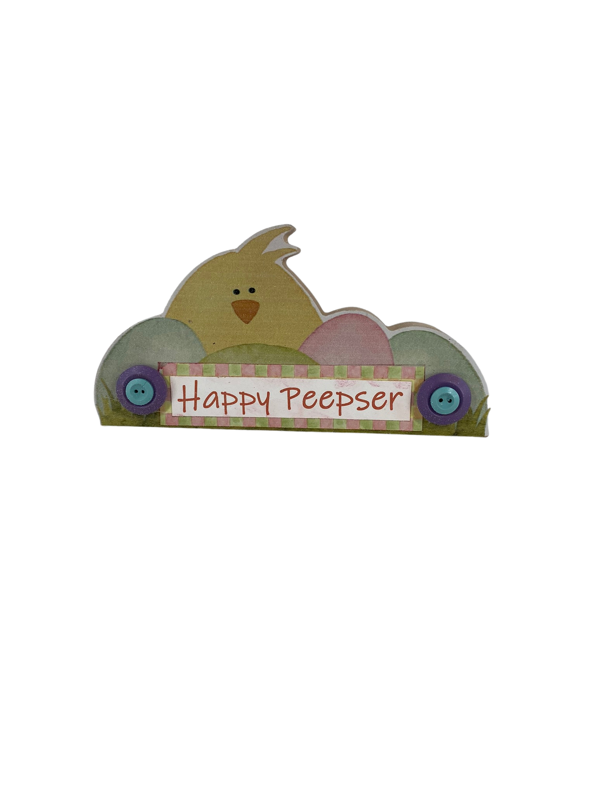 AGD Easter Decor - Happy Peepster Chick Egg Chunky Wood Sitter