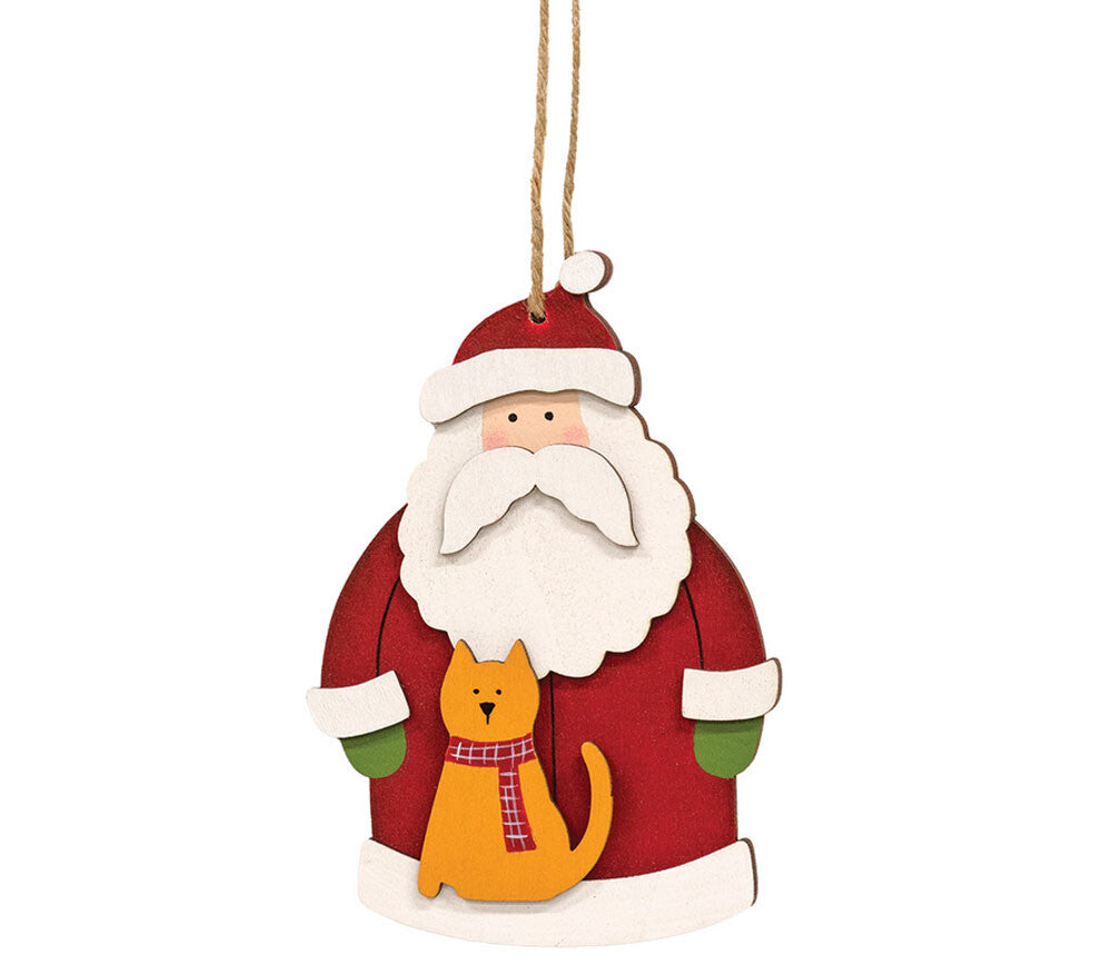 CWI Christmas Decor - Santa Claus with Kitty Cat Pet 3-D Ornament