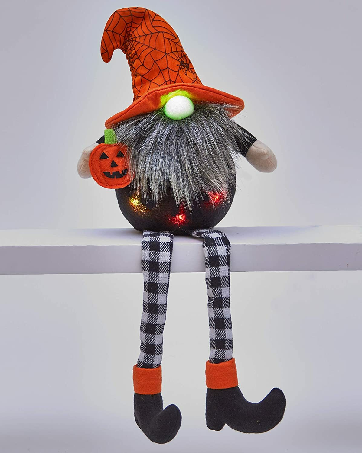 LC Halloween Decor - Lighted Large Sitting Gnome Plush Greeter
