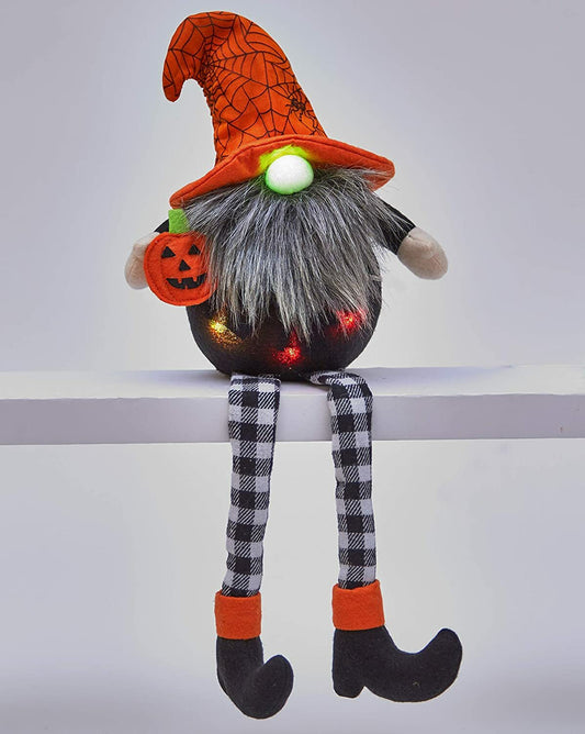 LC Halloween Decor - Lighted Large Sitting Gnome Plush Greeter