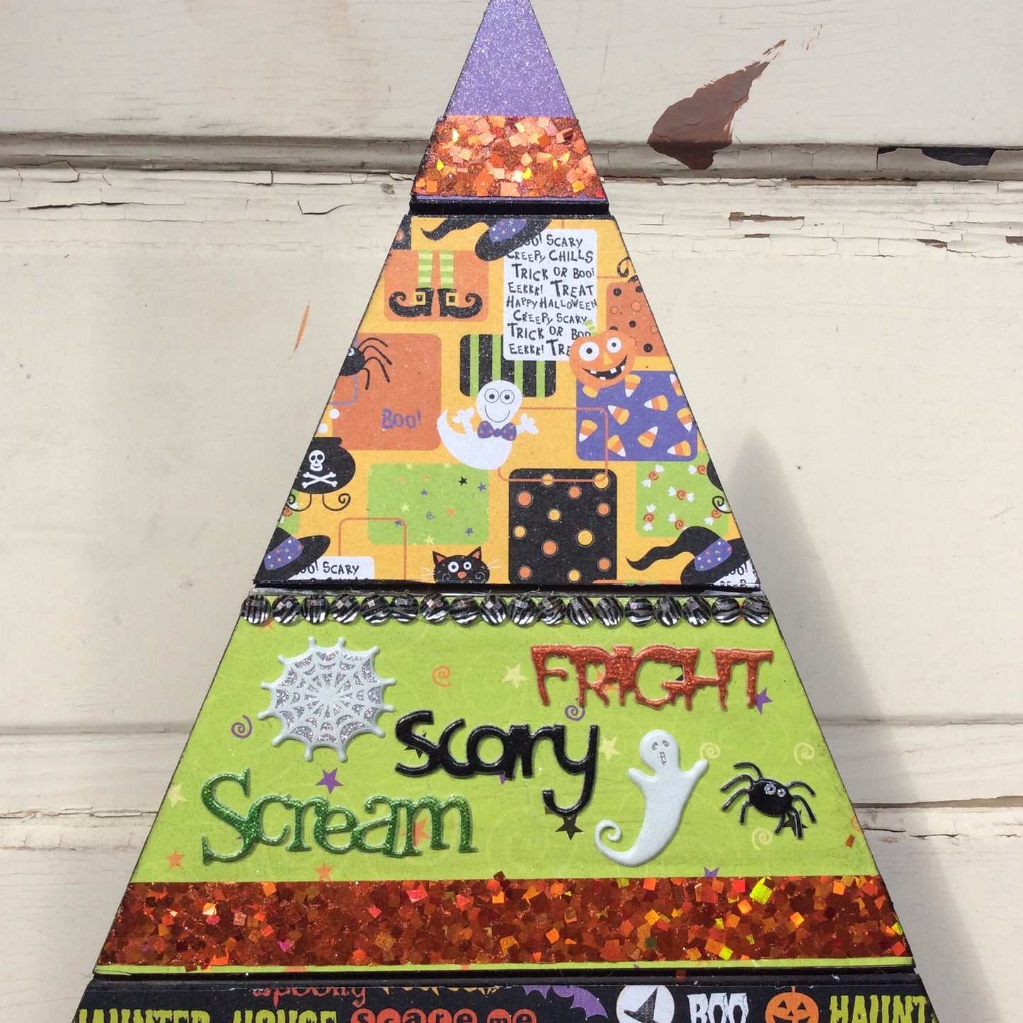 AGD Halloween Decor - Ghost Black Wood Slat Table Top Tree