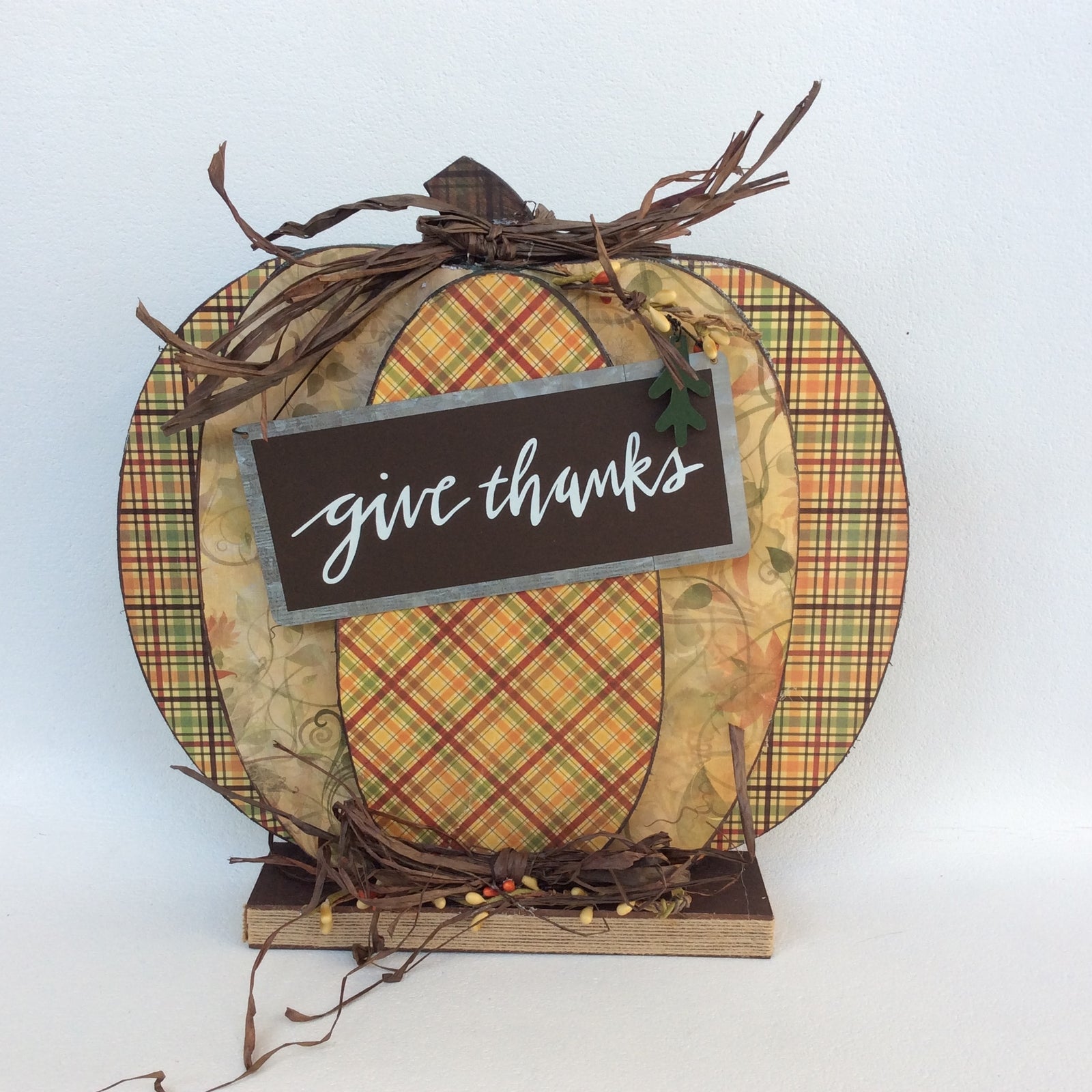 AGD Fall Decor -  Give Thanks Chunky Wood Pumpkin