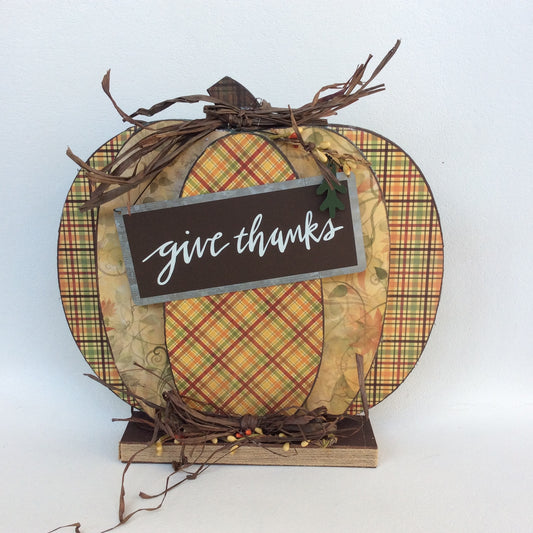 AGD Fall Decor -  Give Thanks Chunky Wood Pumpkin