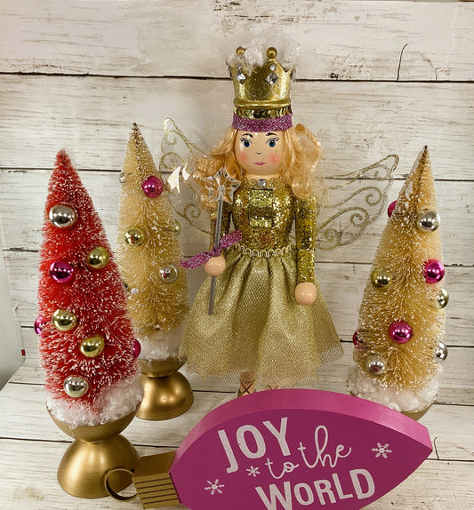 AGD Christmas Decor - Joy to the World Sisal Tree Nutcracker Ballerina 5pc