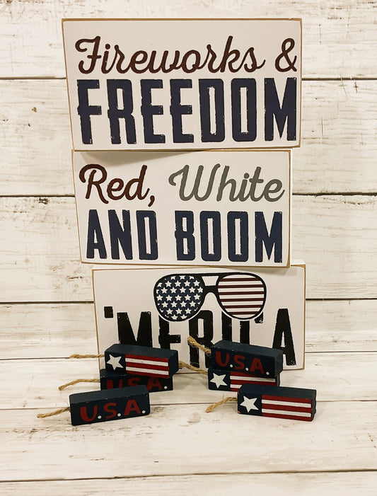 CWI Patriotic Decor - 'Merica Fireworks Boom Signs 3pc
