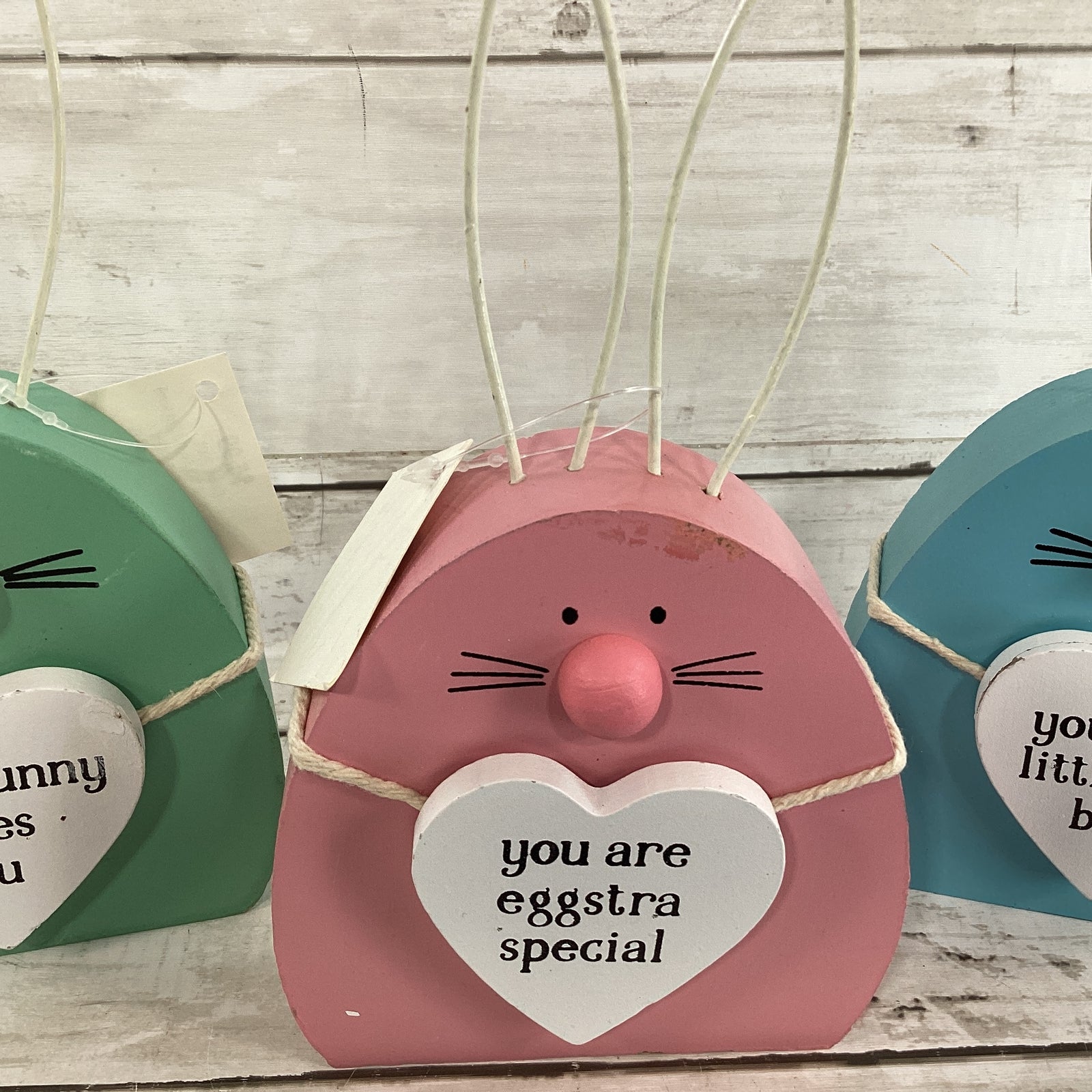 HL Easter Decor - Cute  Pastel Bunny Heads Wire Ears 3pc Set