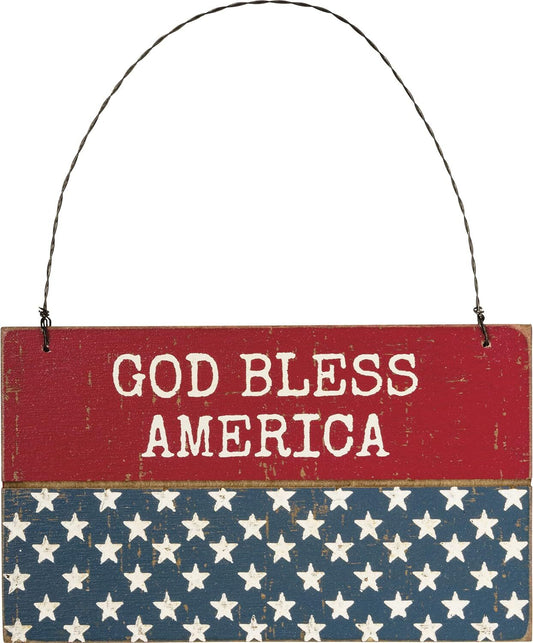 PBK Patriotic Decor - God Bless America Small Ornament Sign
