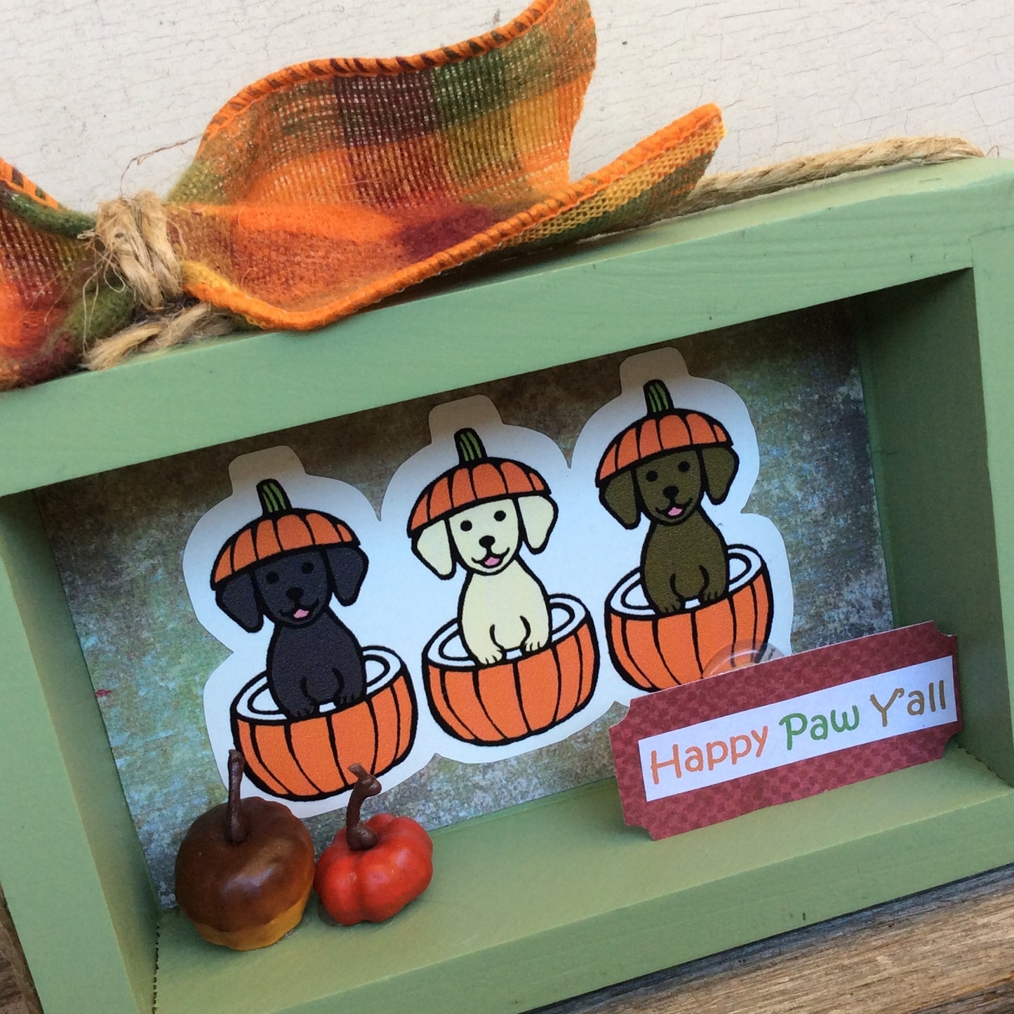 AGD Fall Decor - Happy Paw Y'all Puppy Dog Box Sign