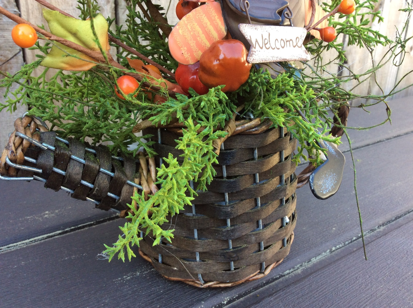 AGD Fall Decor – Welcome Turkey Watering Can Floral Display