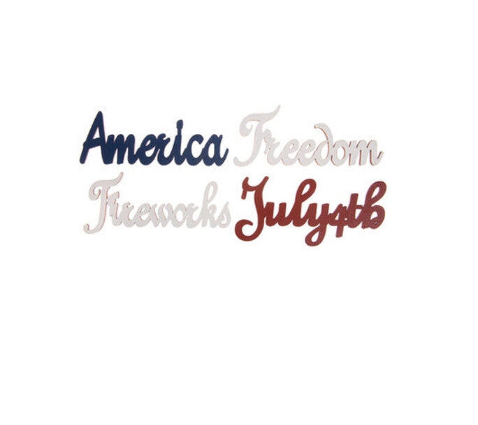 HL Patriotic Craft Supply - July 4th Freedom Wood Die Cut Words 8pc Set