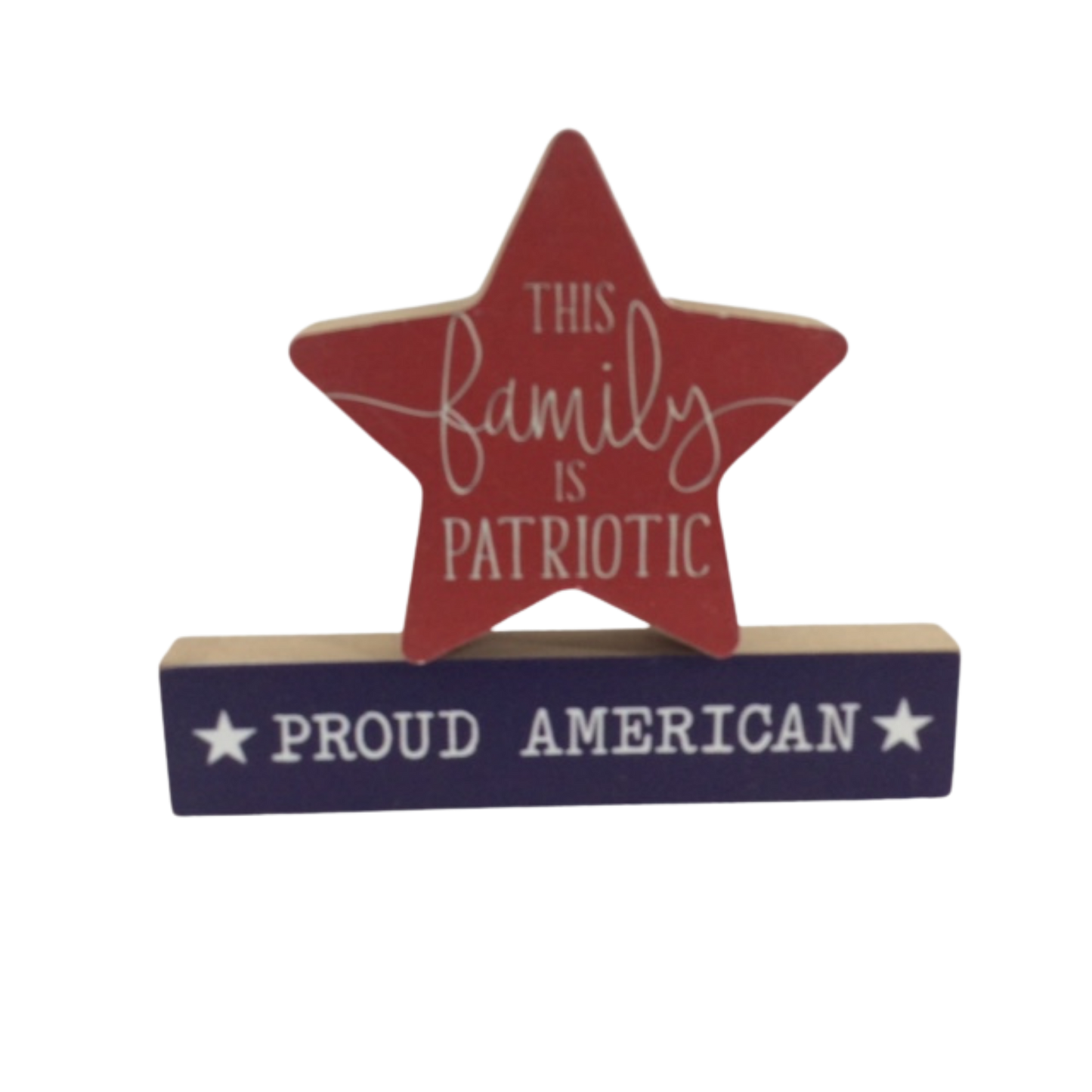 AGD Fall Decor -  This Family is Patriotic Chunky Wood 2pc Set