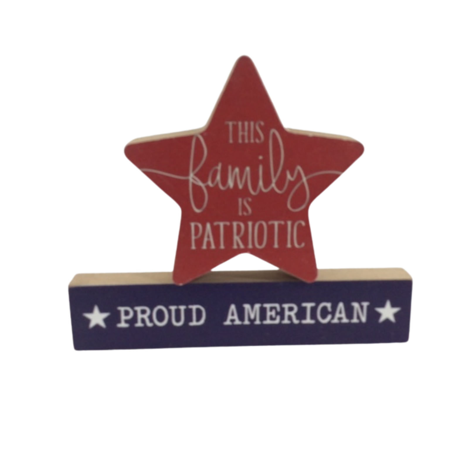AGD Fall Decor -  This Family is Patriotic Chunky Wood 2pc Set