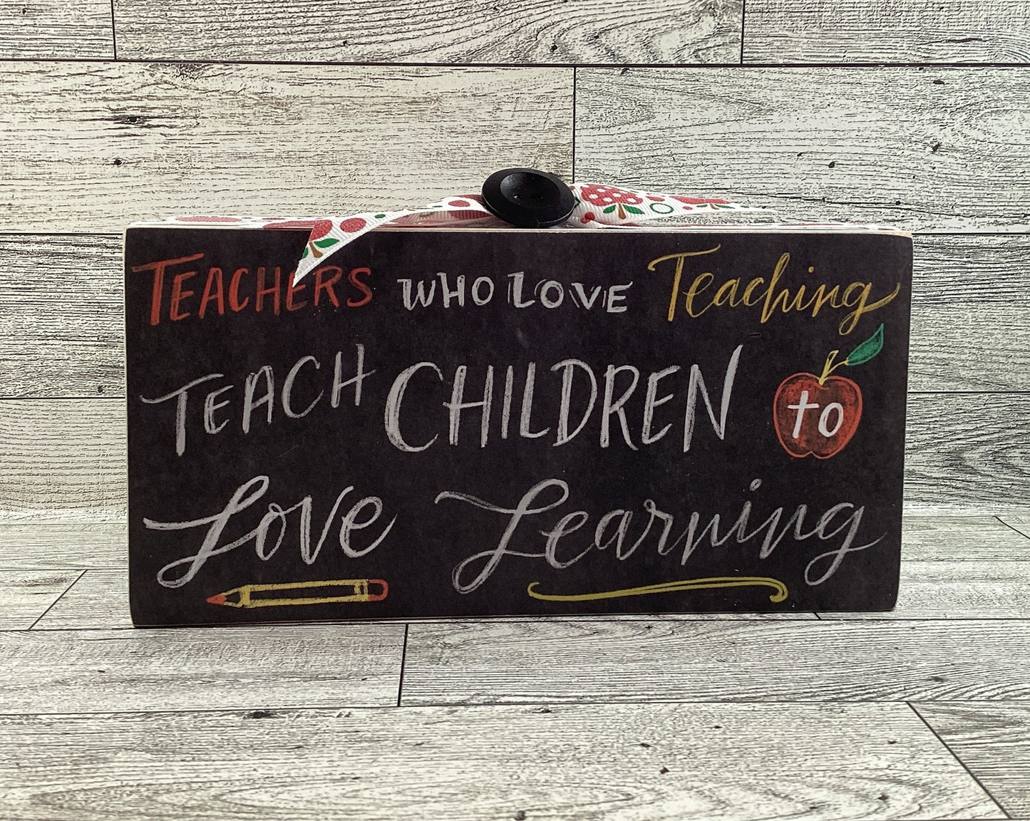 AGD Teacher Gift - School Love to Learn Blessed Rolling Pin and Box Sign 2pc