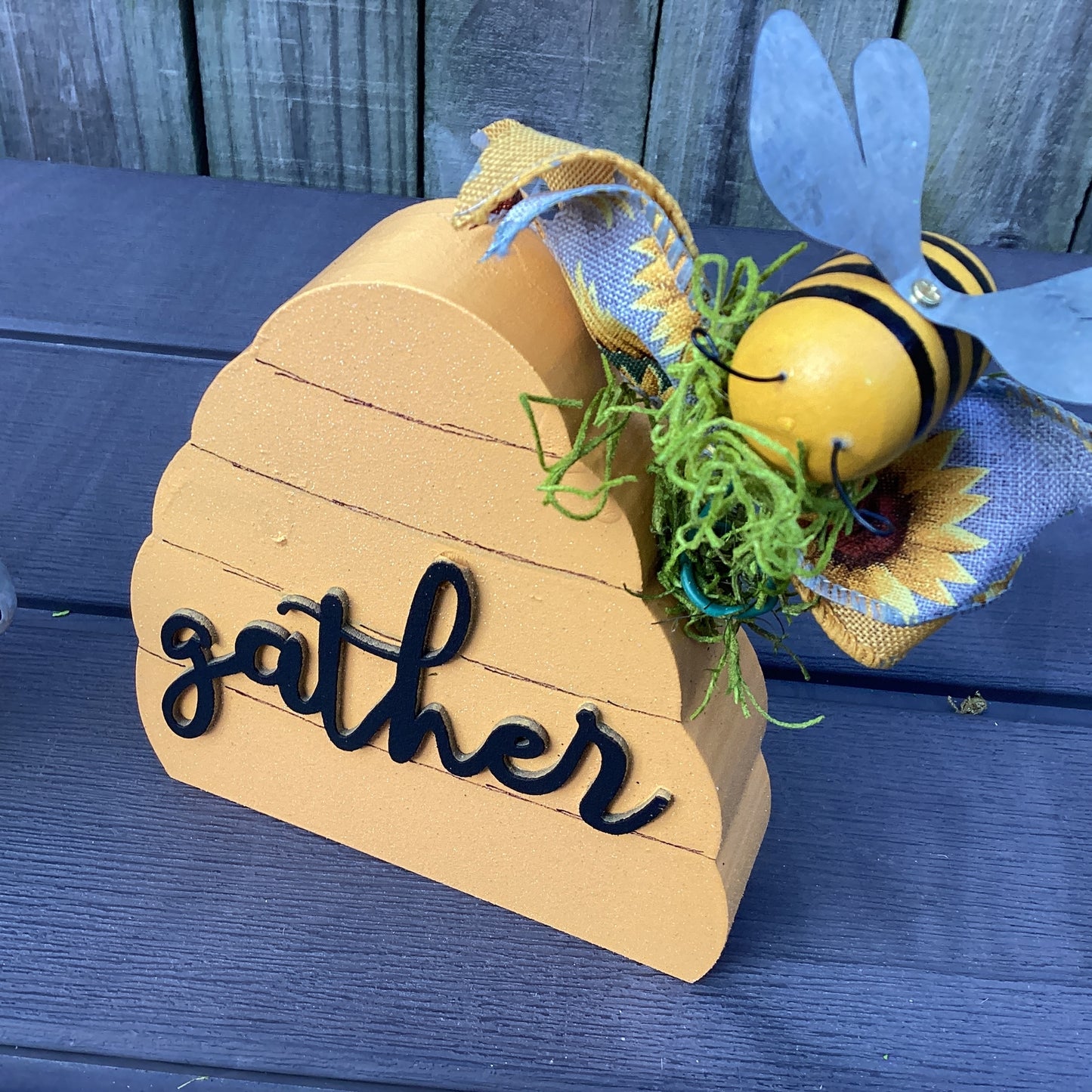 AGD Summer Decor - Gather Bee Hive Galvanized Tin Display 2pc Set