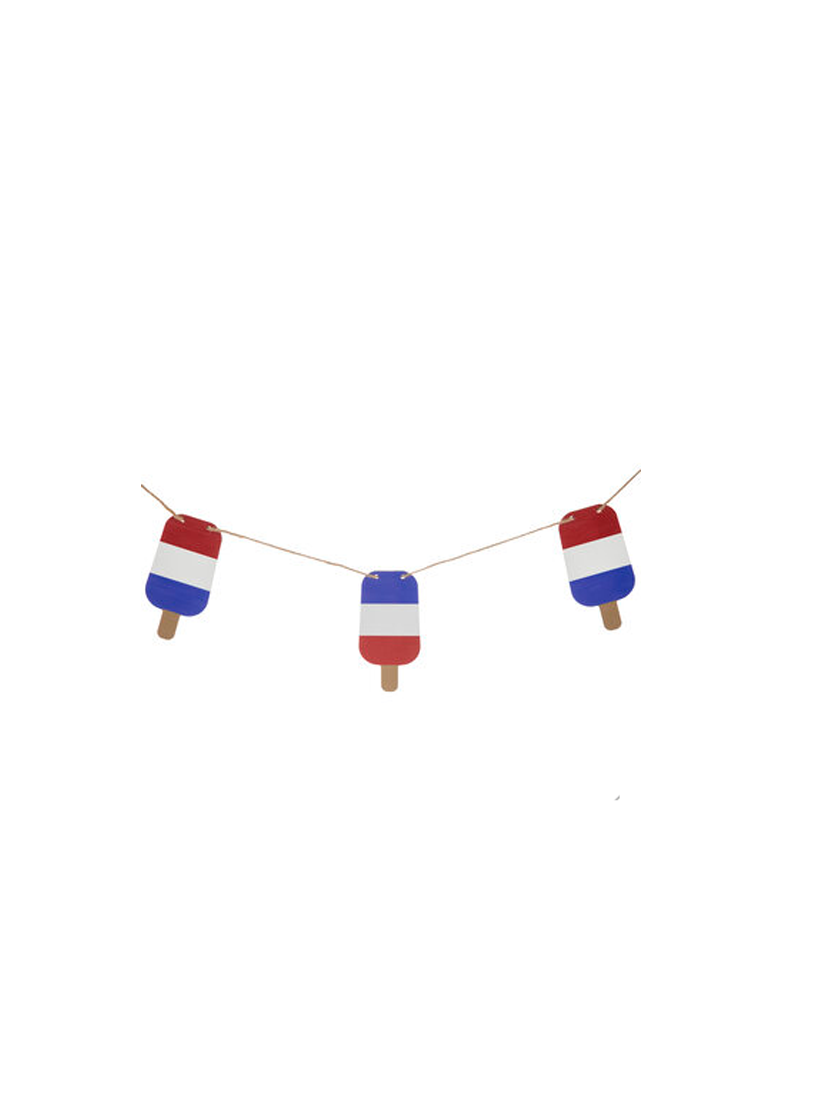 HL Patriotic Decor - Ice Popsicle Red White Blue Chipboard Garland 6ft