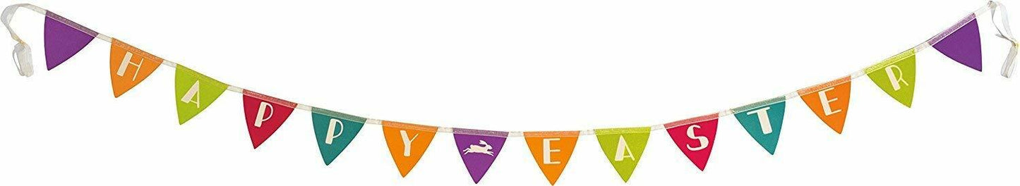 PBK Easter Decor - Happy Easter Paper and Ribbon Pennant Garland