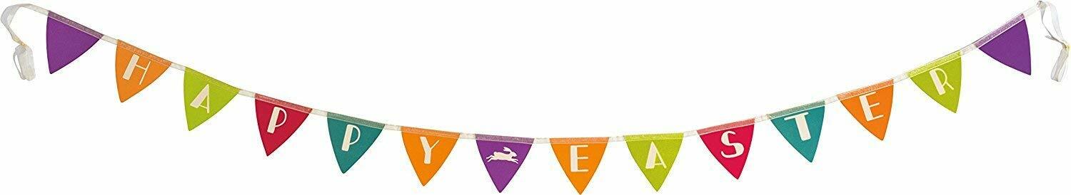 PBK Easter Decor - Happy Easter Paper and Ribbon Pennant Garland