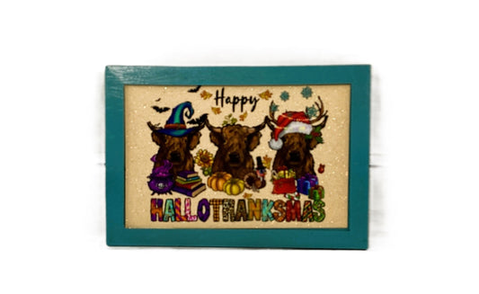 AGD Fall Decor - Highland Scottish Cow Hallothankmas Seasonal Sign