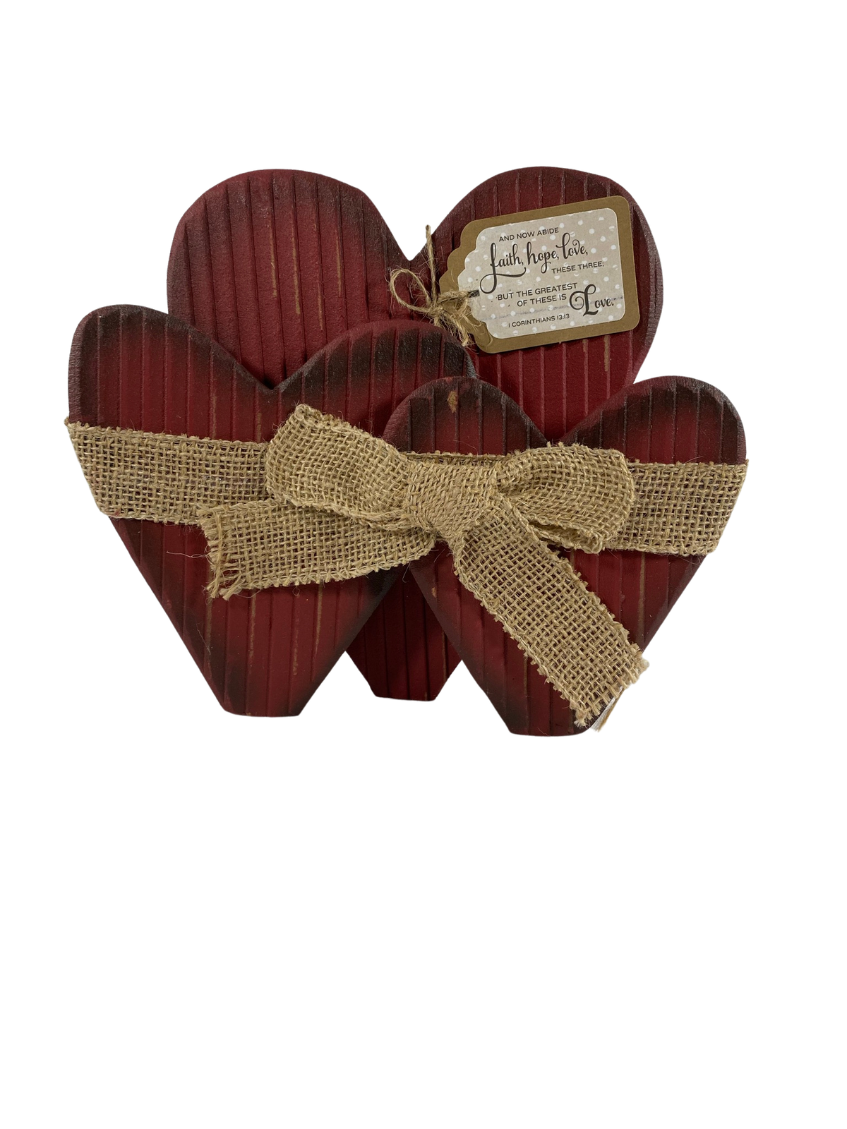 AGD Valentines Decor - Faith Hope Love Chunky Hearts Tabletop Decor