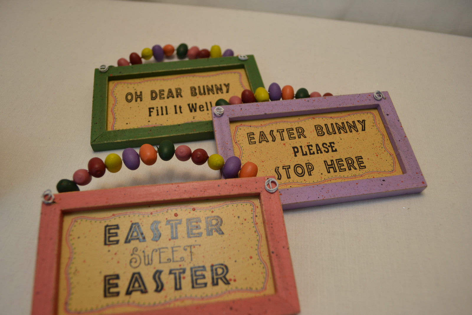OWI Easter Decor - Small Easter Jelly Beans Ornaments Signs 3pc