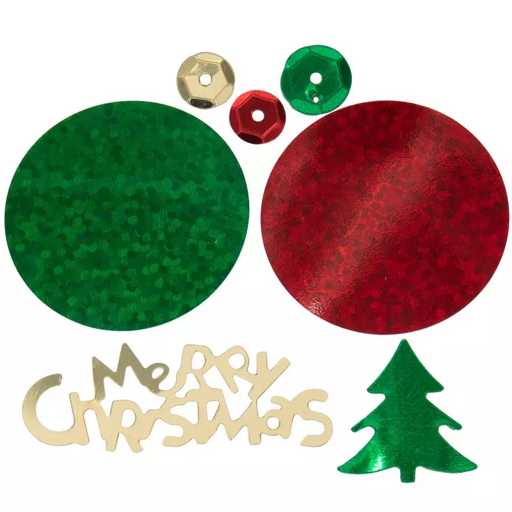 HL Christmas Craft Supply  - Red White Green Gold Sequin Confetti