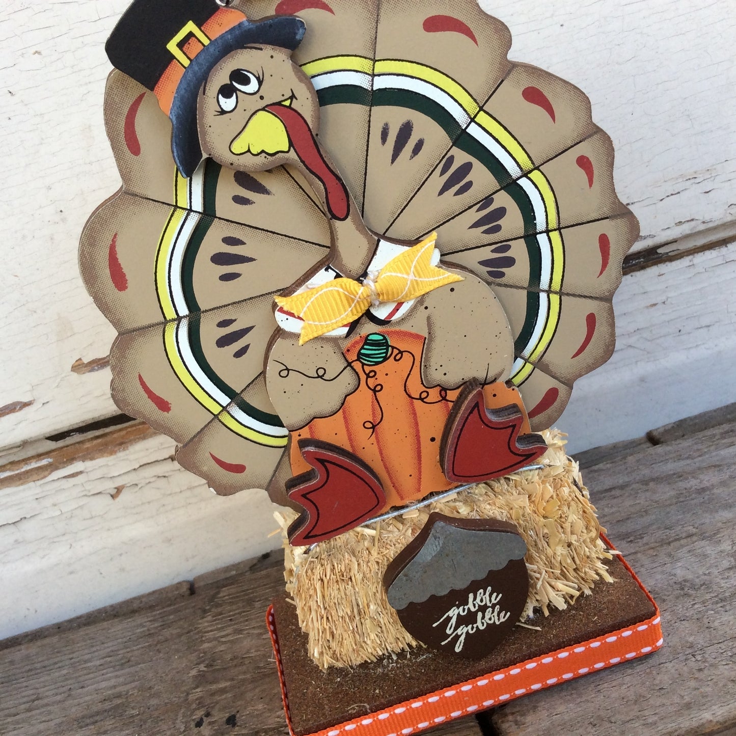 AGD Fall Decor - Give Thanks Turkey Bale of Hay Display