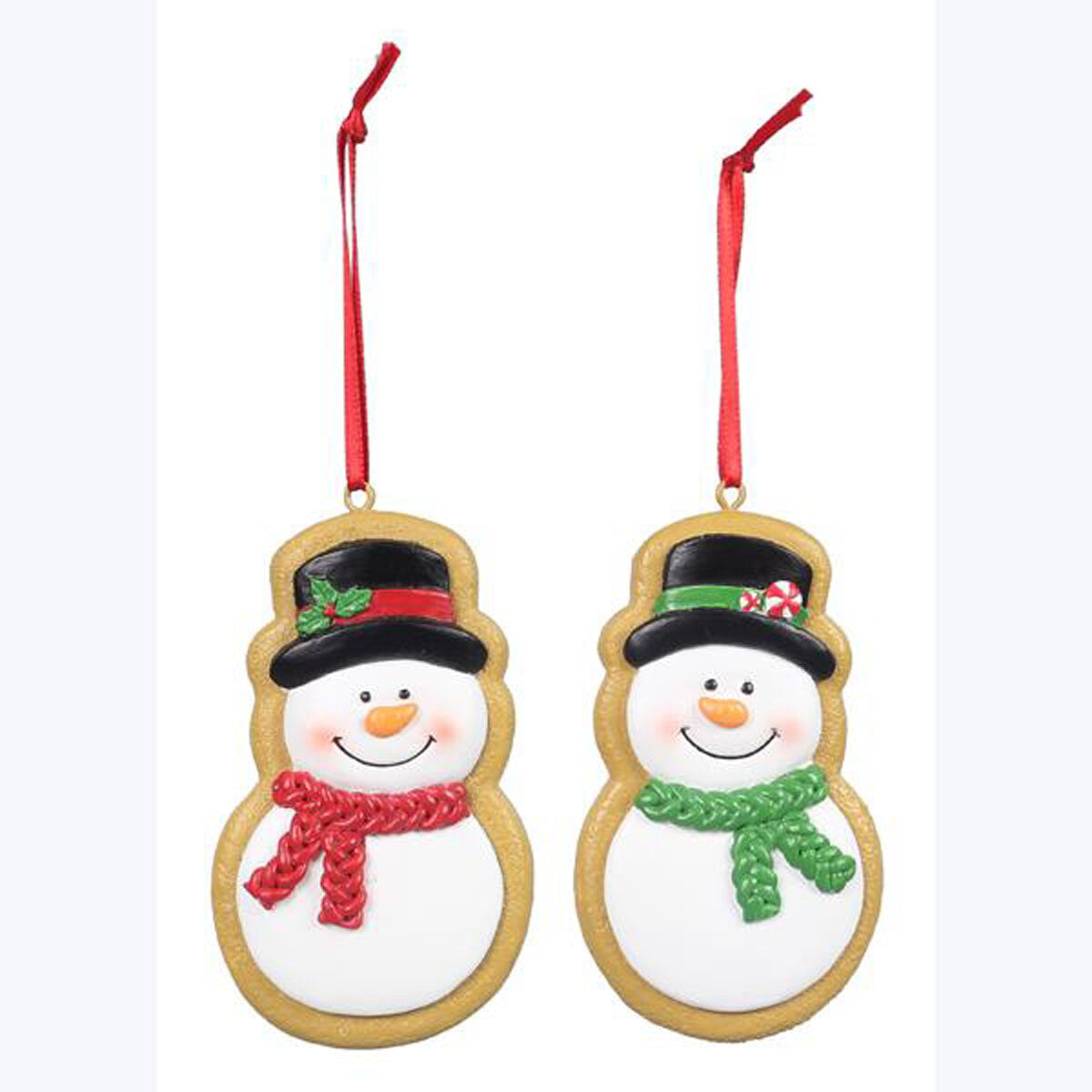 YI Christmas Decor -  Snowman Gingerbread Cookie Ornaments 2pc