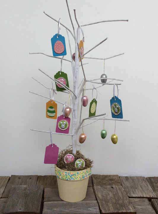 AGD Easter Decor - 2ft White Wire Tree with Ornaments #69