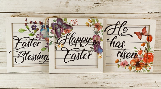 HL Easter Decor - Easter Sentiment Floral Small Ship-lap Ornament