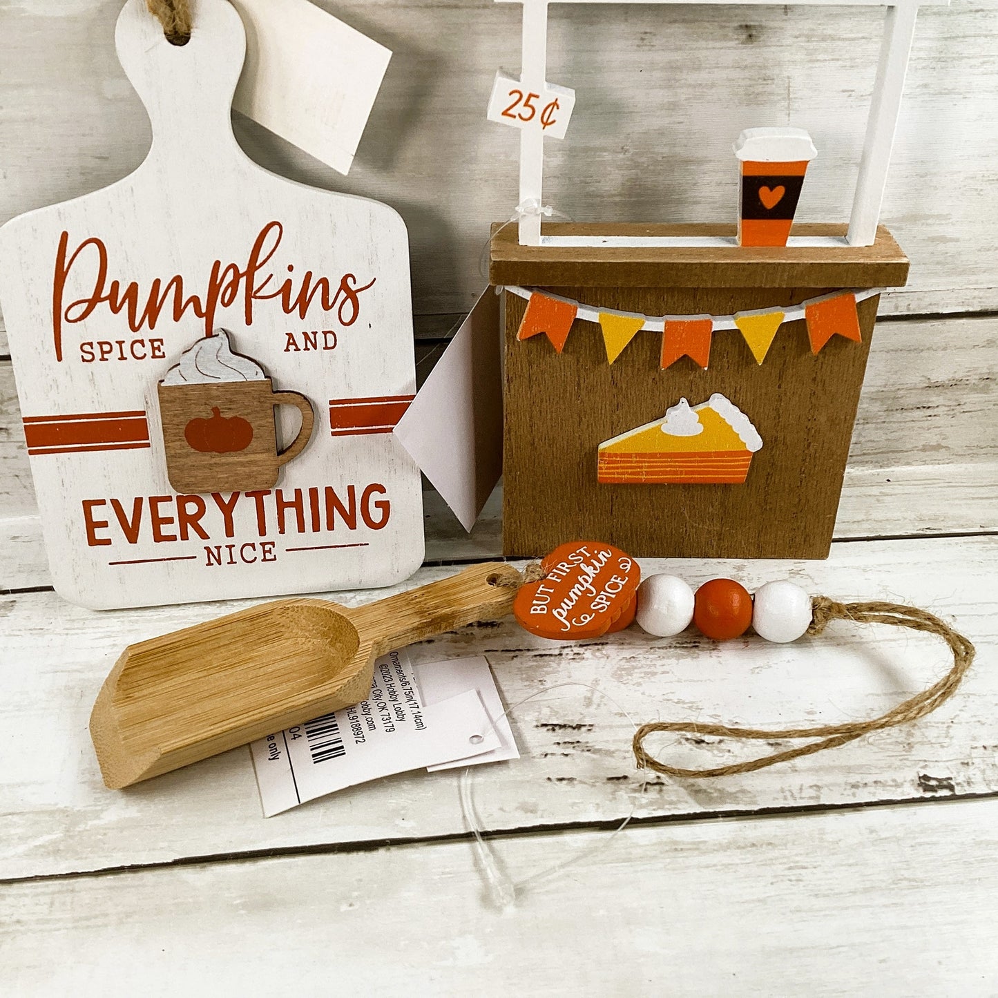 HL Fall Decor - Pumpkins Spice Booth Spoon Cutting Board Tier Tray 3pc Set