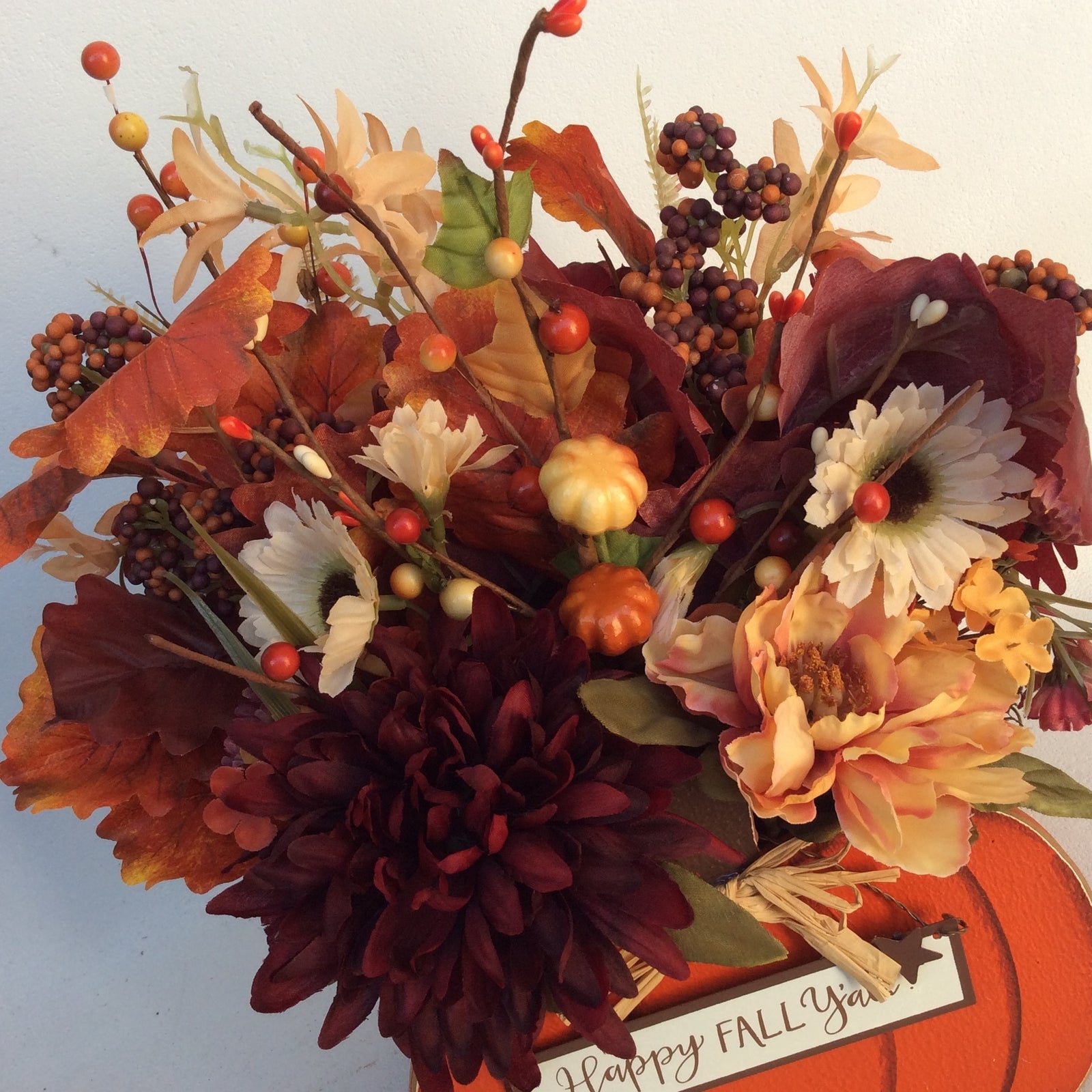 AGD Fall Decor-Harvest Thanksgiving Pumpkin Reversible Artificial Floral Display