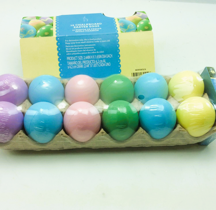 WM Easter Decor - Pastel Chalkboard Plastic Eggs 12pc Set