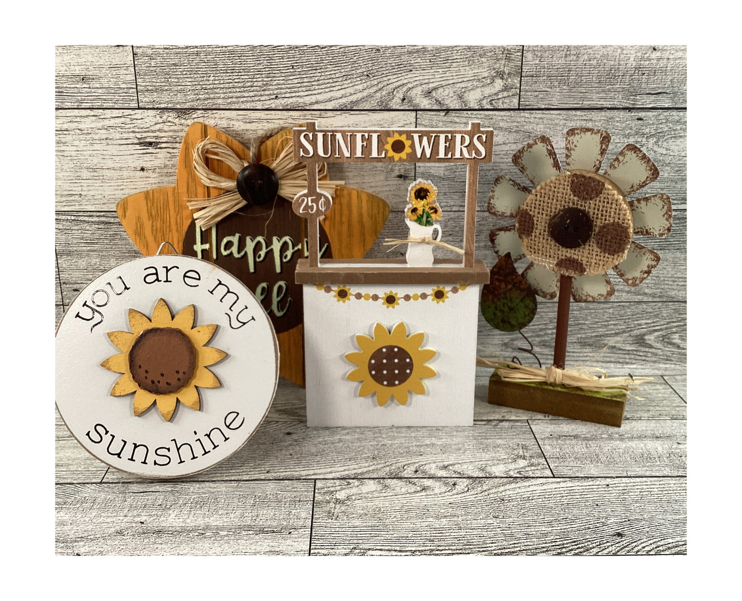 AGD Fall Decor -  Acorn Sunshine Sunflowers Booth Sign Tier Tray Set