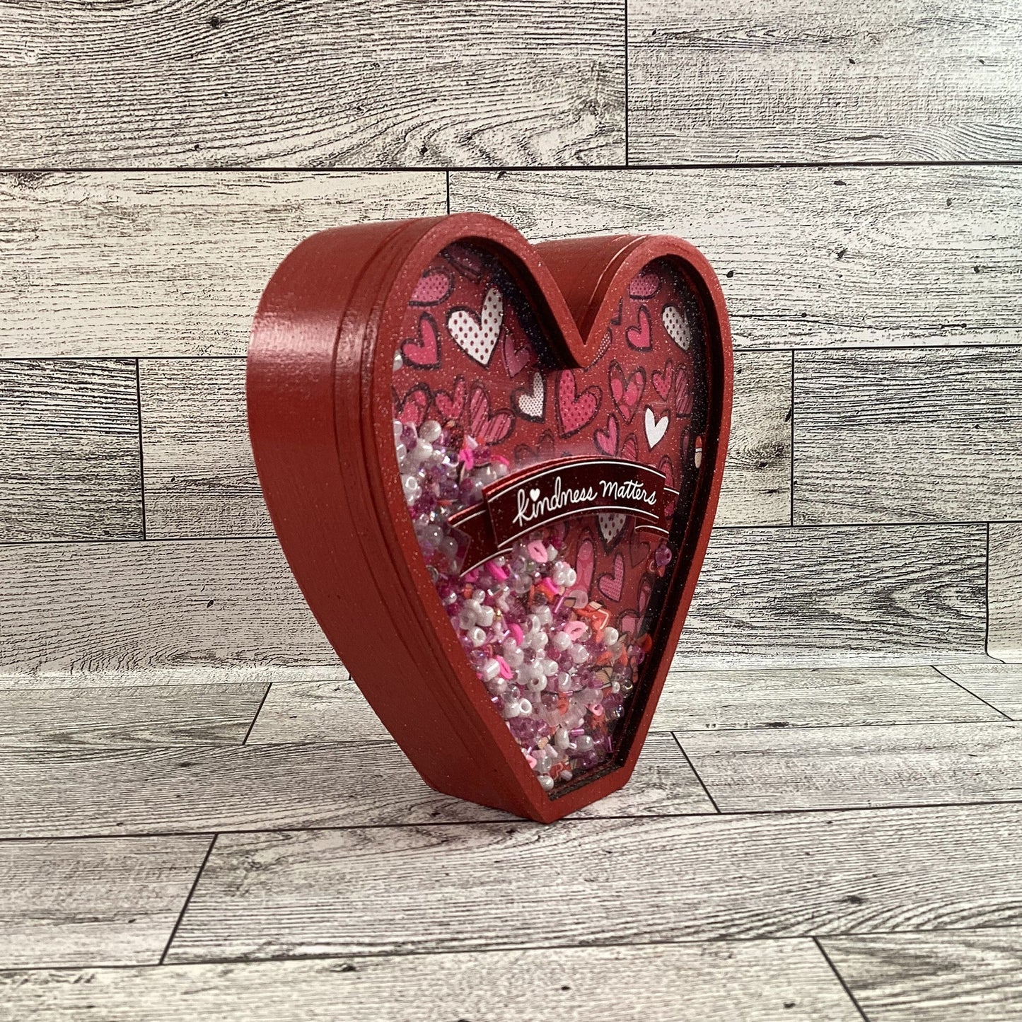 AGD  Valentines Decor - Heart Shaped Kindness Chunky Wood Shaker