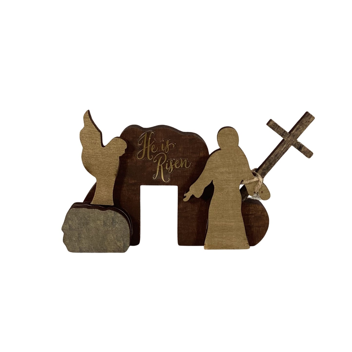 AGD Easter Decor - Small Wood Resurrection Tomb Scene for Tier Tray