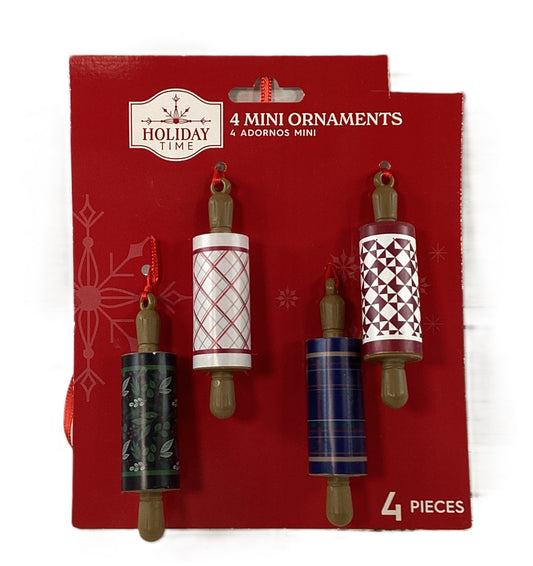 WM Christmas Decor - Miniature Tree Rolling Pin Ornaments 4pc Set