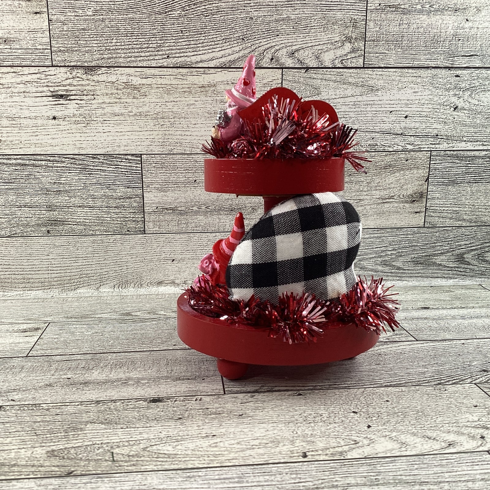 AGD Valentines Decor - Small Miniature Gnome Tier Tray Complete Display